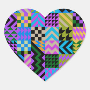 Tribal Folk Art - Blue Heart Sticker