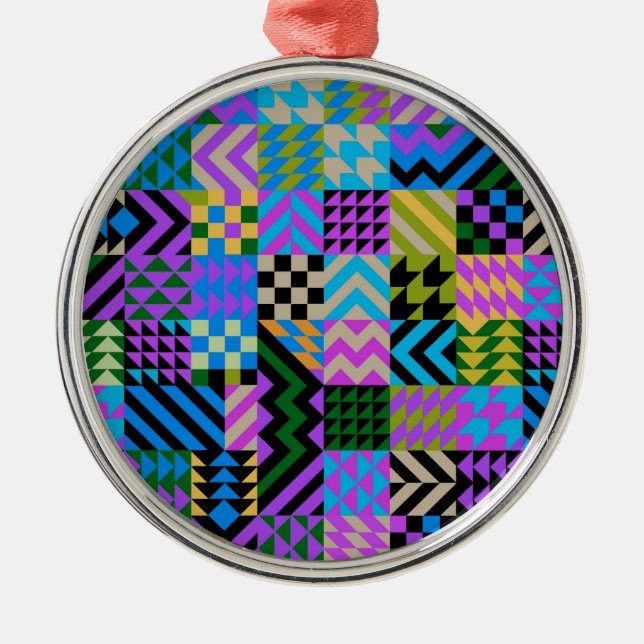 Tribal Folk Art - Blue Metal Tree Decoration (Front)