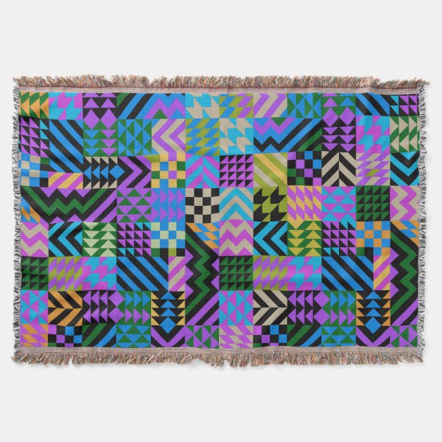 Tribal Folk Art - Blue Throw Blanket (Front)