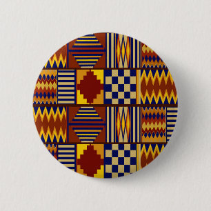 Tribal Folk Art - Rust Navy Yellow 6 Cm Round Badge