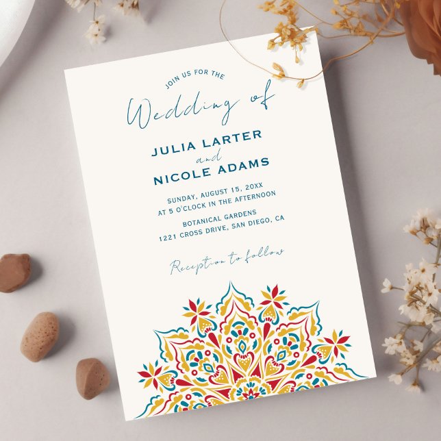 Tribal Folk Country Culture Crest Mandala Wedding Invitation (Creator Uploaded)