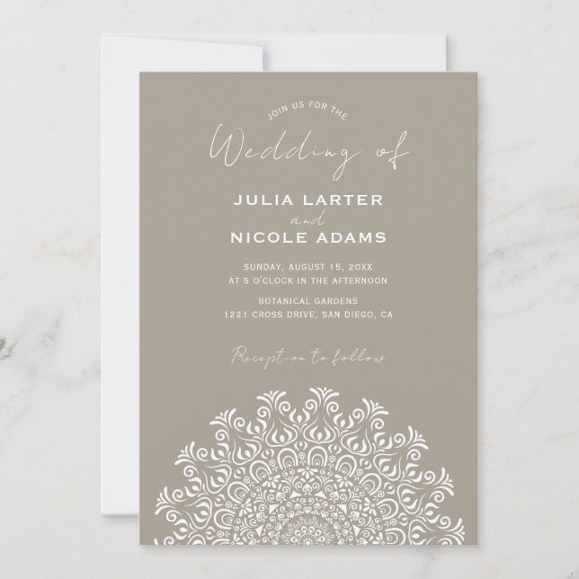 Tribal Folk Country Culture Crest Mandala Wedding Invitation (Front)