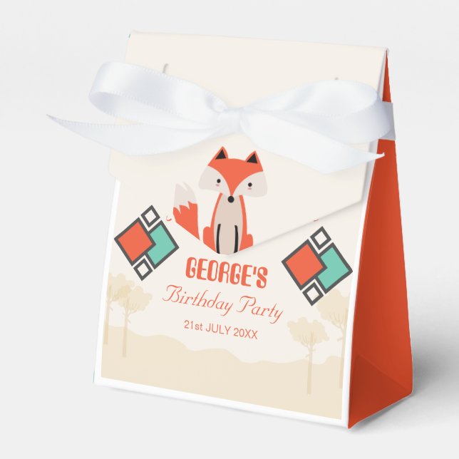 Tribal Fox Colourful Geometric Pattern Birthday Favour Box (Front Side)