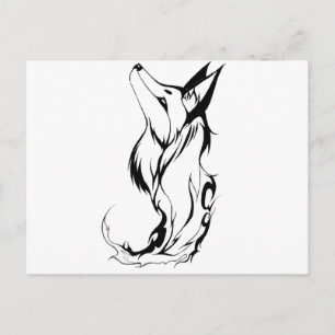 Tribal Fox Tattoo Design Postcard