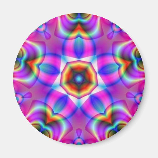 Tribal Fractal Mandala Star Flower Magnet (Front)