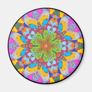 Tribal Fractal Mandala Star Flower Magnet