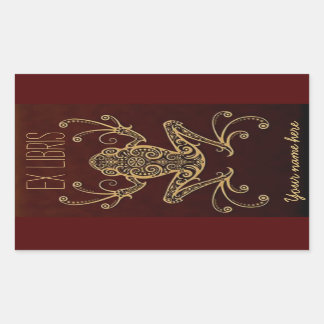 Tribal Frog Ex Libris Bookplate Rectangular Sticker
