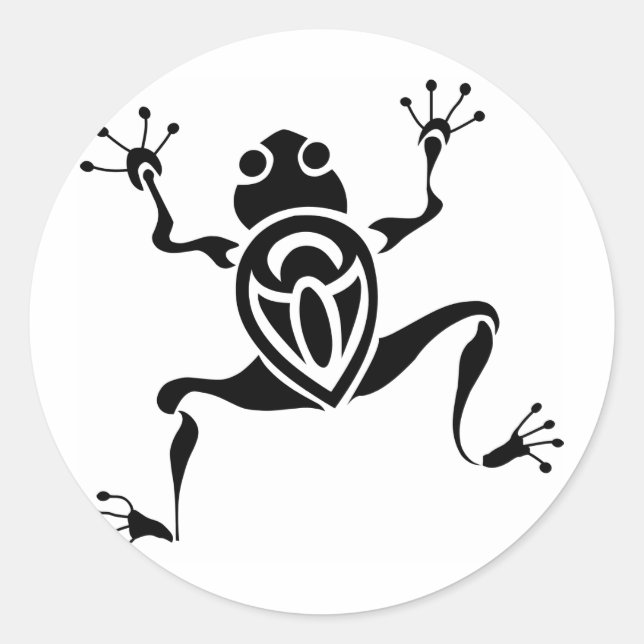Tribal Frog Tattoo Classic Round Sticker (Front)