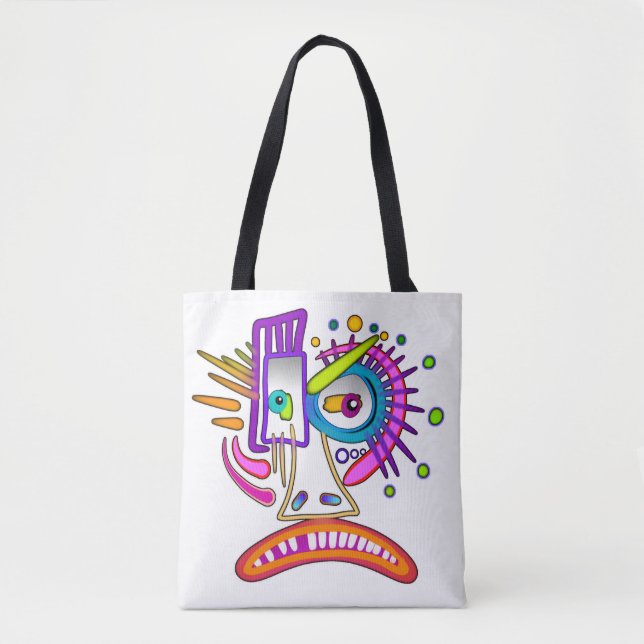 TRIBAL FROWNIE EMOJI MEEMOGIE TOTE BAG (Front)