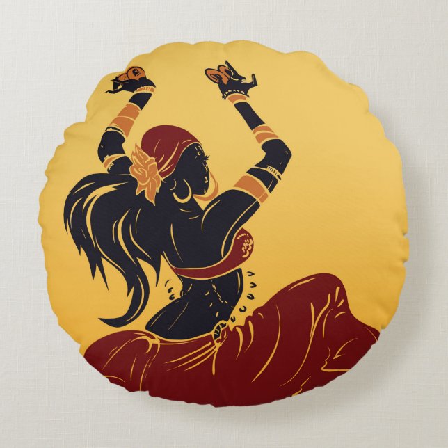 tribal fusion gitan belly dancer round cushion (Front)