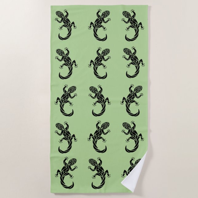 Tribal Gecko Beach Towel (Front)