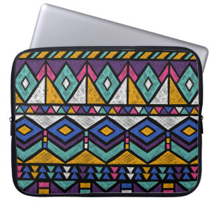 Tribal Geometric Aztec: Colourful Vintage Pattern Laptop Sleeve