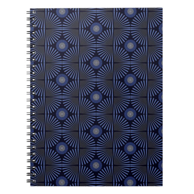 Tribal Geometric grey & blue Notebook (Front)