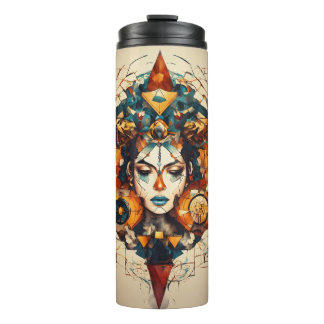 Tribal Geometric Lion & Precognition Superhero Duo Thermal Tumbler