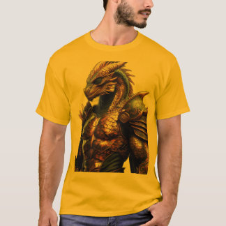 Tribal Geometric Lion with Dragon-Inspired Pattern T-Shirt