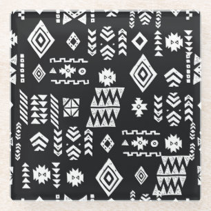 Tribal geometric: stylish seamless background. glass coaster