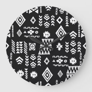 Tribal geometric: stylish seamless background. large clock