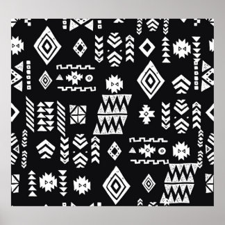 Tribal geometric: stylish seamless background. poster