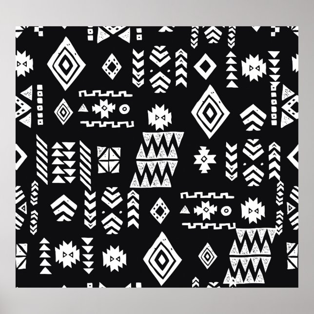 Tribal geometric: stylish seamless background. poster (Front)
