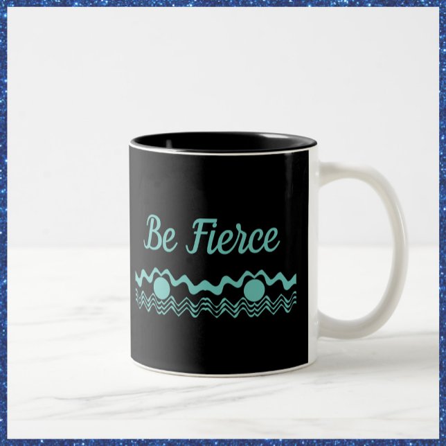 Tribal Geometric Turquoise and Black Two-Tone Coffee Mug (Creator Uploaded)