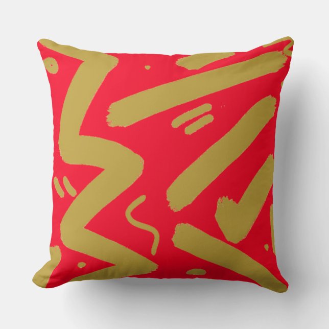 Tribal Gold and Red Cushion (Front)