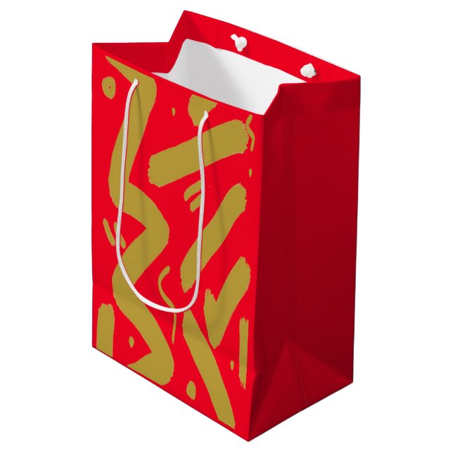 Tribal Gold and Red Medium Gift Bag (Front Angled)