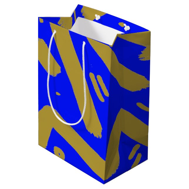 Tribal Gold and Royal Blue Medium Gift Bag (Back Angled)