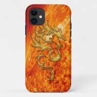 Tribal Gold Dragon & Burning Sun iPhone Case