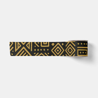 Tribal Gold Geometric Satin Ribbon