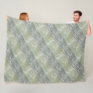 Tribal Green Stripes Abstract Pattern  Fleece Blanket