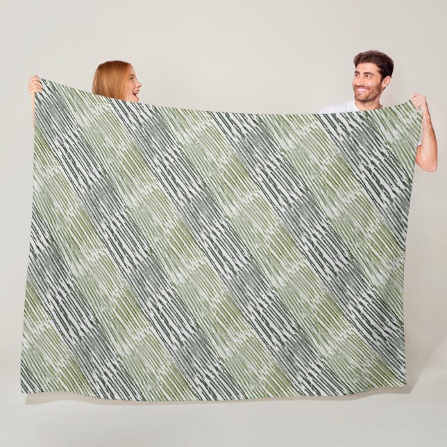 Tribal Green Stripes Abstract Pattern  Fleece Blanket (In Situ)
