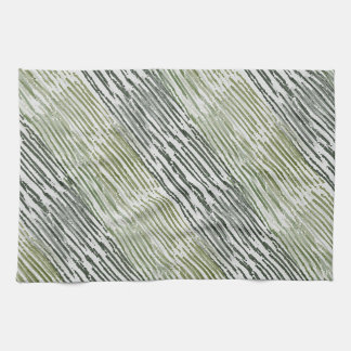 Tribal Green Stripes Abstract Pattern  Tea Towel
