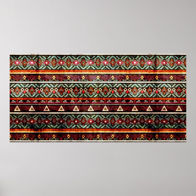 Tribal grunge ethno folk pattern in retro style poster (Front)