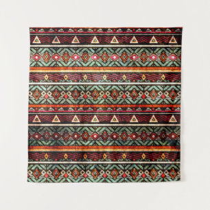 Tribal grunge ethno folk pattern in retro style tapestry