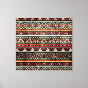 Tribal Grunge: Ethno Retro Pattern Canvas Print