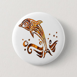 Tribal Grunge Tattoo Dolphin 6 Cm Round Badge