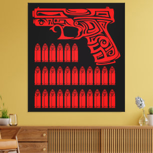 Tribal Gun Illustration Canvas Print