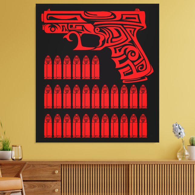 Tribal Gun Illustration Canvas Print (Insitu(LivingRoom))