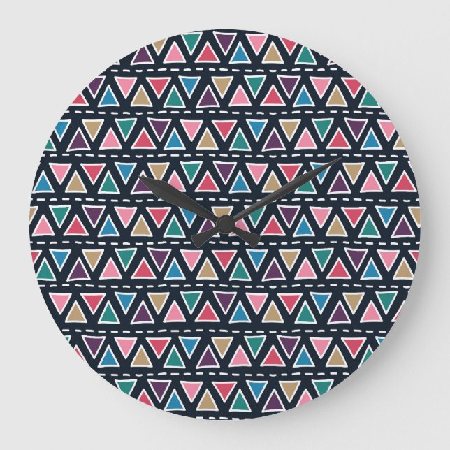 Tribal Hand Drawn, Seamless Abstract. Large Clock (Front)