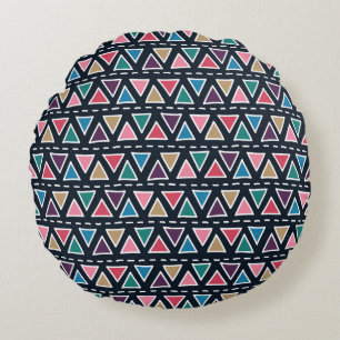 Tribal Hand Drawn, Seamless Abstract. Round Cushion