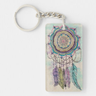 tribal hand paint dreamcatcher mandala design key ring
