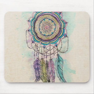 tribal hand paint dreamcatcher mandala design mouse pad