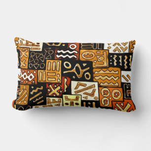Tribal Harmony: African Geometric Motif Lumbar Cushion