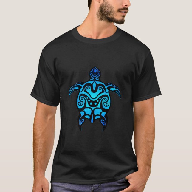 Tribal Hawaiian Maori Sun Sea Turtle 2-Sided T-Shirt (Front)