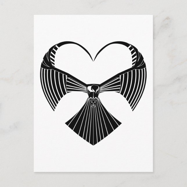 Tribal Hawk Valentine Valentines Day Heart Postcar Holiday Postcard (Front)