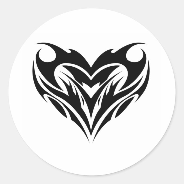 Tribal Heart Design Classic Round Sticker (Front)