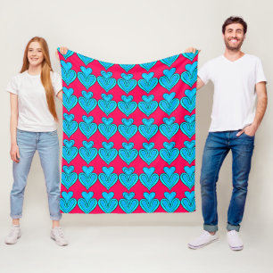 Tribal Heart Mandala Fish Pattern Design Fleece Blanket