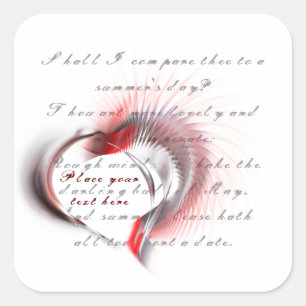 Tribal Heart with Shakespeare's sonnet 18 Square Sticker