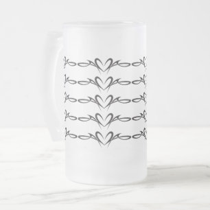 Tribal hearts scroll Thunder_Cove Frosted Glass Beer Mug