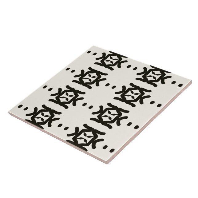 Tribal Home Zen Garden Walk Black & White Tile (Side)